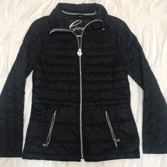 Guess black fitted puffer jacket - Picture 1 of 5